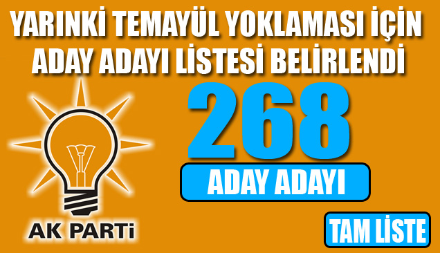 Yarınki Temayül Yoklaması İçin Aday Adayı Listesi Belirlendi